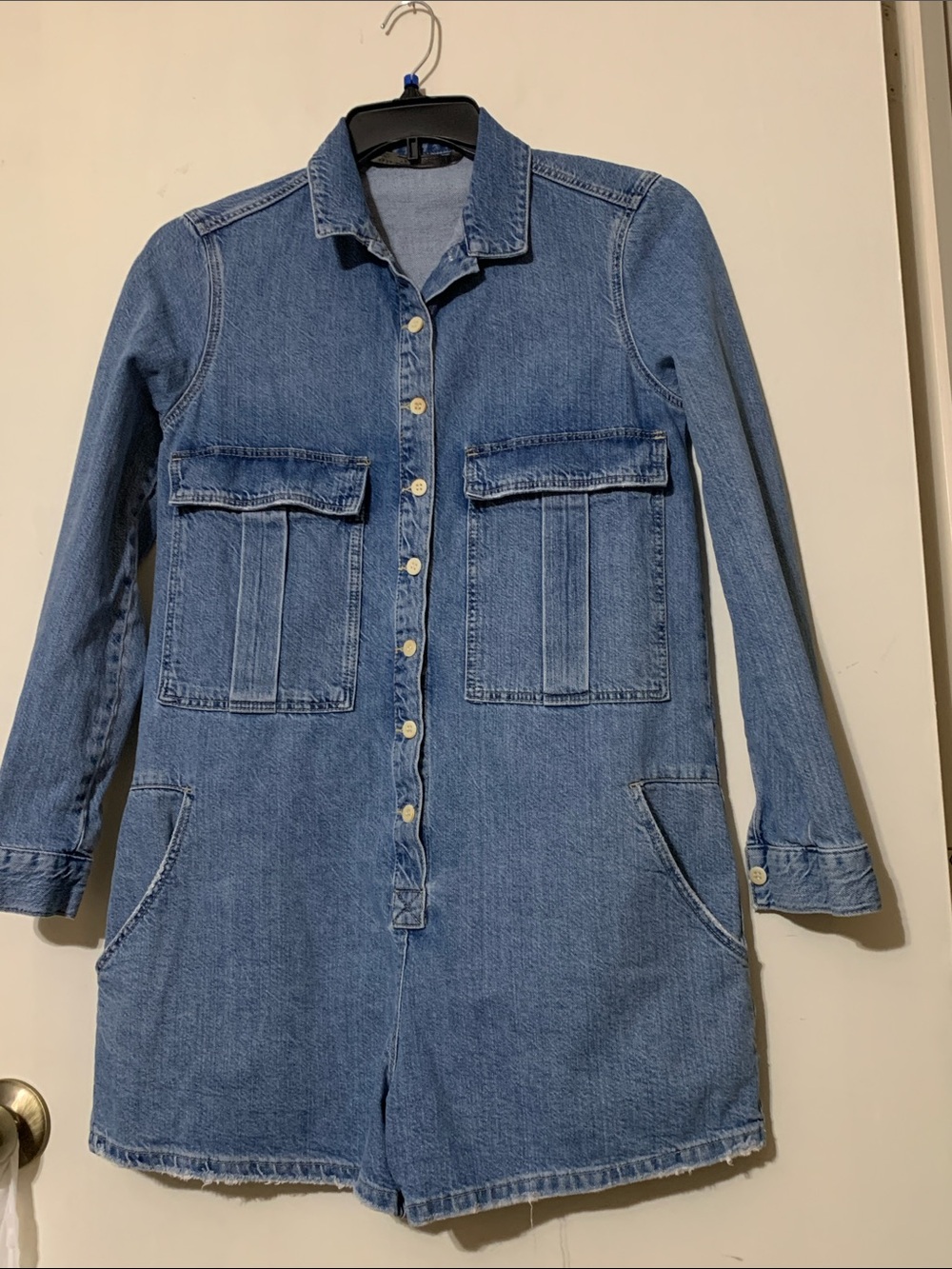 Zara Light Blue Denim Jumpsuit Dress